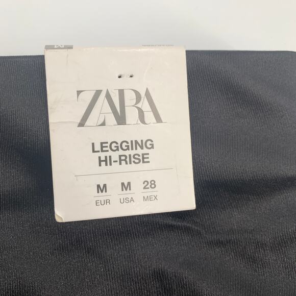 2/$30 ZARA Hi Rise Legging NEW Black Size M Leggings Shiny Workout Activewear - Picture 3 of 9